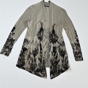 NIC+ZOE Taupe & Black Open Cardigan size S